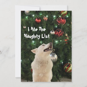 Crystal's Naughty List - Husky Dog Christmas Flat Feestdagenkaart