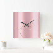 Crystals Pinnk Infinity Gold. Elegant Minimali Vierkante Klok (Huis)