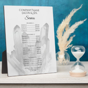 Crystals Spa Salon Services Menu Fotoplaat