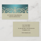 Crystals turquoises et Carte de visite dentelle (Devant / Derrière)