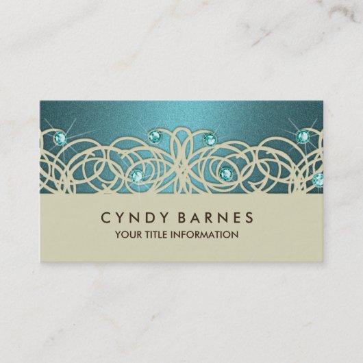 Crystals turquoises et Carte de visite dentelle (Devant)
