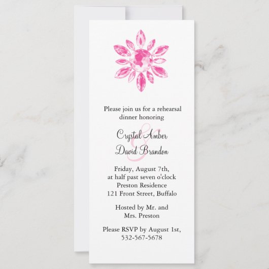 Crystal's Wedding Rehearsal Dinner Invitation Kaart (Voorkant)