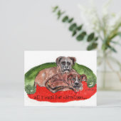 Cs. 80 waterverf schilderen Xmas pups Briefkaart (Staand voorkant)