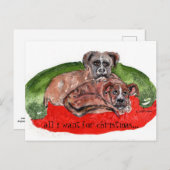 Cs. 80 waterverf schilderen Xmas pups Briefkaart (Voorkant / Achterkant)
