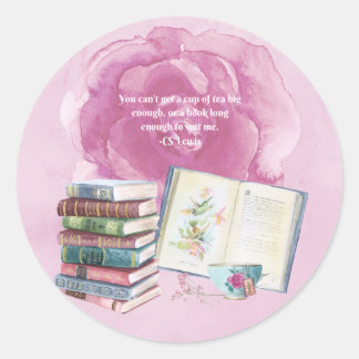 CS Lewis Tea & Book Quote Classic Ronde Sticker