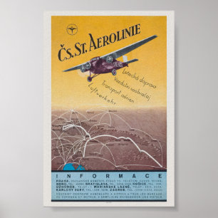 Cs. St. Aerolinie Tsjechoslowakije Vintage Poster