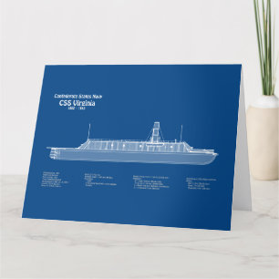 CSS Virginia - Scheepsblauwdruk Plannen ABD Bedankkaart