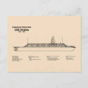 CSS Virginia - Scheepsblauwdruk Plannen SD Briefkaart