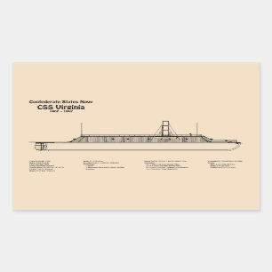 CSS Virginia - Scheepsblauwdruk Plannen SD Rechthoekige Sticker