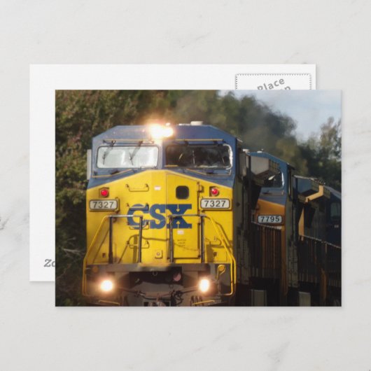 CSX Blue Train Engine Briefkaart (Voorkant / Achterkant)