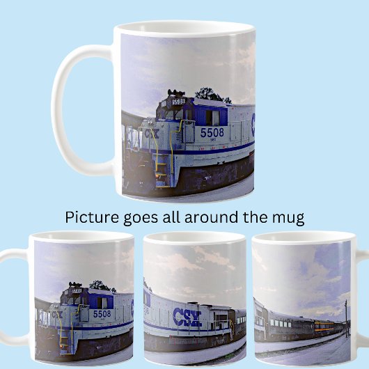 CSX Gray Blue Diesel Locomotive Train Coffee Mug