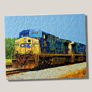 CSX Yellow Blue Diesel Locomotive Railroad Train Legpuzzel