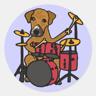 CT- Puppy Dog die de drums sticker speelt
