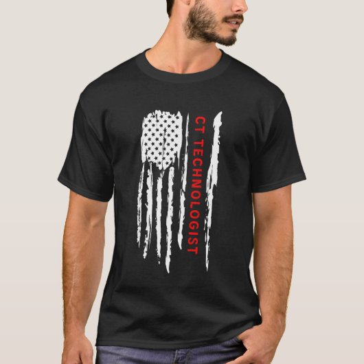CT Technoloog Amerikaanse vlag 4 juli T-shirt (Voorkant)