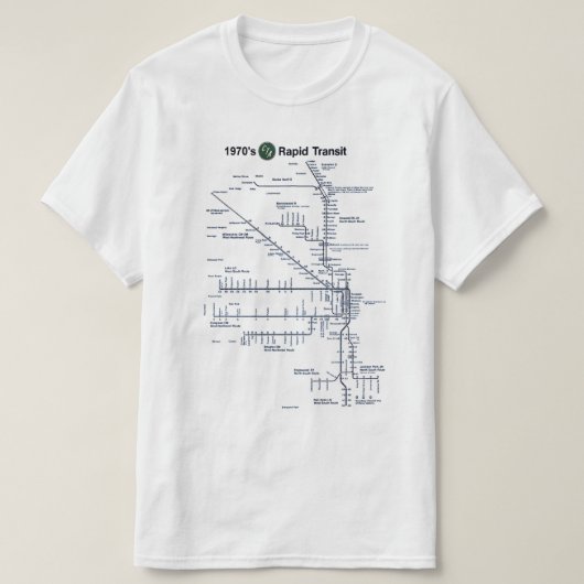 CTA "L" Rapid Transit 1970s Map Chicago, Illinois T-shirt (Design voorkant)