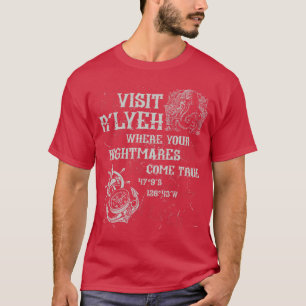 Cthulhu Bezoek Rlyeh Coördinaten Kosmische Horror T-shirt