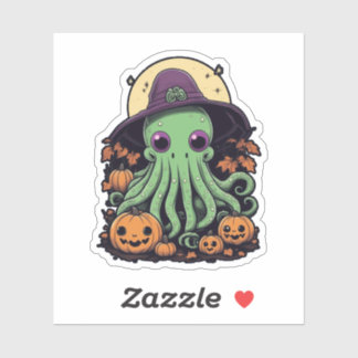 Cthulhu Halloween Madness - Kawaii Paarse heks Sticker