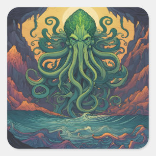 Cthulhu mystieke symboliek vierkante sticker