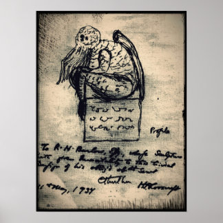 Cthulhu originele schets door HP Lovecraft Poster