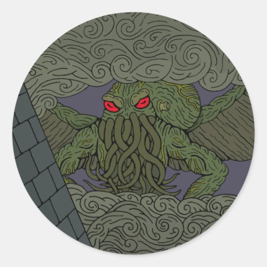 Cthulhu Ronde Sticker (Voorkant)