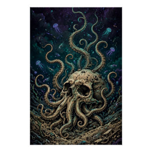 Cthulhu-schedel — Diep Wezen rijst Perfect Poster