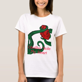 Cthulhu Stole My Heart Dames T Shirt - Rode tekst