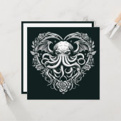 Cthulhu Valentijnsdag Lovecraft Horror Hartvormig Kaart (Voorkant / Achterkant in situ)
