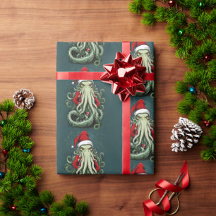 Cthulhu's Yuletide Reign: Een angstaanjagende Kers Cadeaupapier