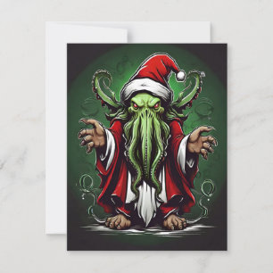Cthulhu's Yuletide Reign: Een angstaanjagende Kers Feestdagenkaart