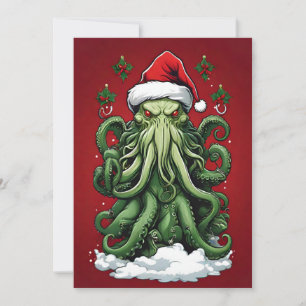 Cthulhu's Yuletide Reign: Een angstaanjagende Kers Feestdagenkaart