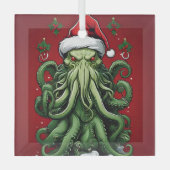 Cthulhu's Yuletide Reign: Een angstaanjagende Kers Glas Ornament (Voorkant)