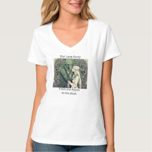 Cthulu en zijn bruid Lovecraftian Vrouwen V-Hals T T-shirt