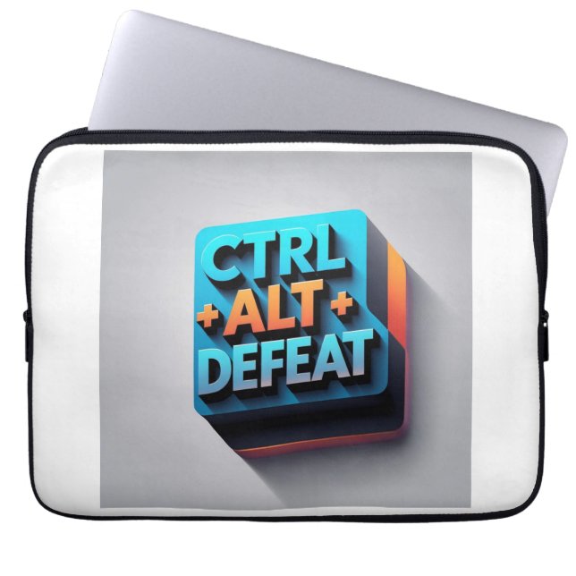 "Ctrl+Alt+Defeat" tongue-in-cheek Laptop Sleeve (Voorkant)