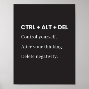 Ctrl Alt Del Motivatie inspiratie Gezegde Quote Poster