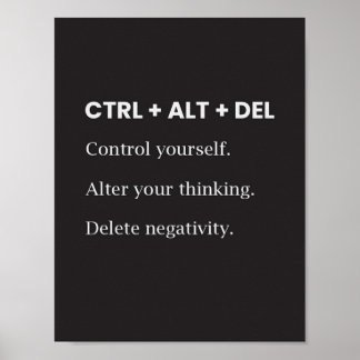 Ctrl Alt Del Motivatie inspiratie Gezegde Quote Poster