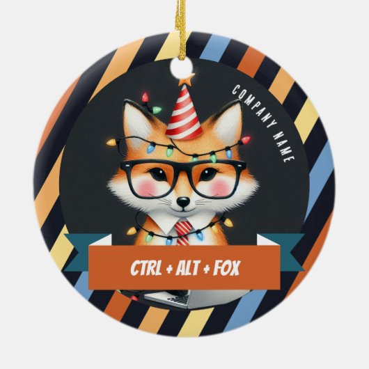 Ctrl + Alt + Fox- Kantoor Christmas Keramisch Ornament (Achterkant)