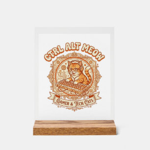 Ctrl Alt Meow Kat Gamer Tech Vintage Vector Kunst  Acryl Bord