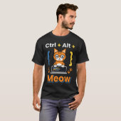 Ctrl Alt Meow Programmeur Kat Codeer Geek T-Shirt (Voorkant volledig)