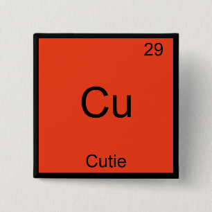 Cu - Moppig Scheikunde Element Symbool Grappige Pe Vierkante Button 5,1 Cm