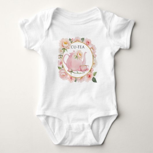 Cu-Tea Roze Theepot Baby Meisje Onesie Romper (Voorkant)