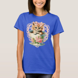 Cu-Tea Schattigee Kitten Teacup Kat T-shirt