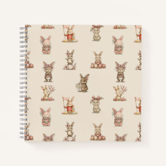 Cuaderno espiral con diseño de lindos conejitos notitieboek