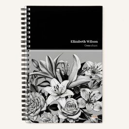 Cuaderno Professional Black & White Flowers Notitieboek