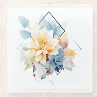 Cub-Flower: Trouwcoaster Glazen Onderzetter