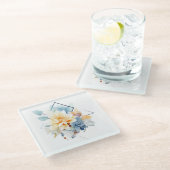 Cub-Flower: Wedding Coaster Glazen Onderzetter (Schuin)