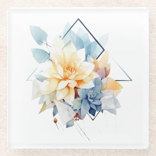 Cub-Flower: Wedding Coaster Glazen Onderzetter (Voorkant)