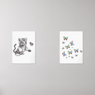 Cub jagen op vlinders muurkunst sets