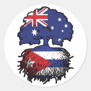 Cuba Australian Tree Roots Flag Ronde Sticker