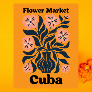 Cuba Bloemenmarkt Potted Bloem & Donker Loof Briefkaart