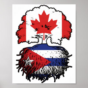 Cuba Canadian Canada Tree Roots Flag Poster